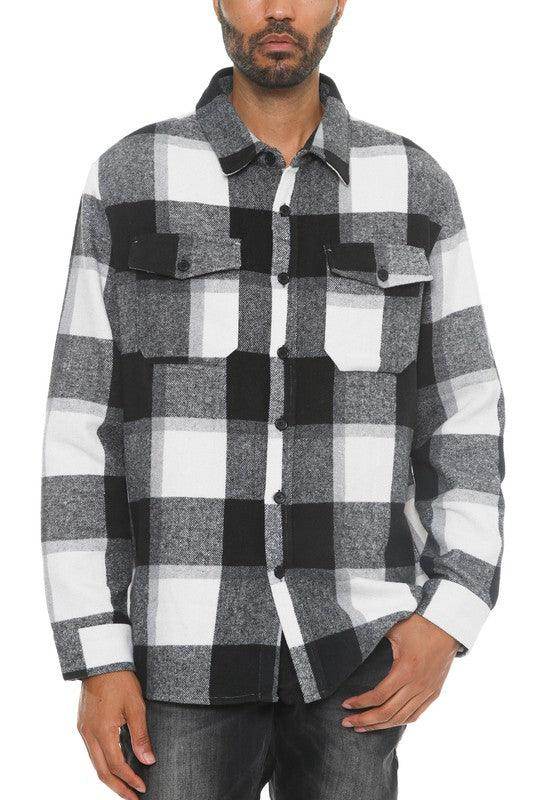 Mens Checkered Soft Flannel Shacket - VacationGrabs