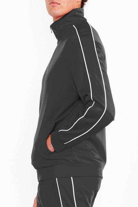 Mens Teal Green Side Pipe Track Jacket - VacationGrabs