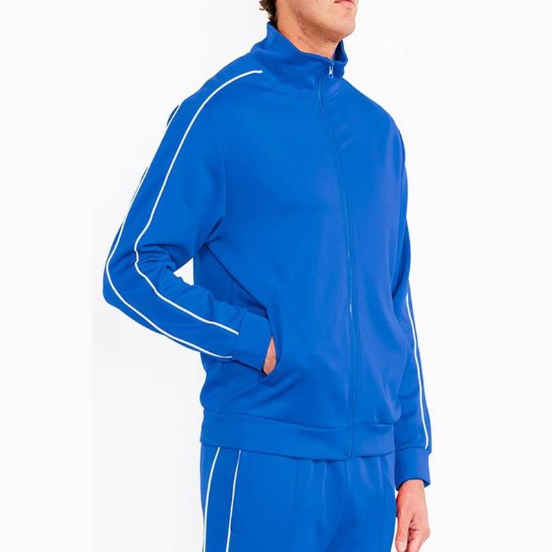 Mens Red w/White Side Pipe Track Jacket - VacationGrabs
