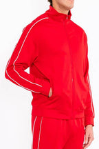 Mens Teal Green Side Pipe Track Jacket - VacationGrabs