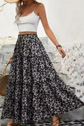 Women's Vacation Floral tiered maxi skirt