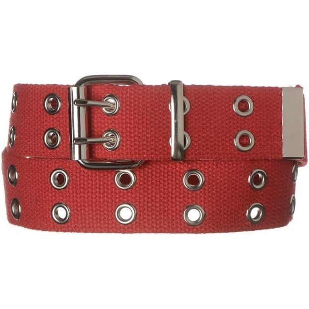 Double Grommet Canvas Punk Web Eyelet Belt – Unisex 1.5"