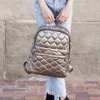 Jade Metallic Puffer Backpack