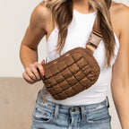 Evyn Quilted Puffer Sling Crossbody Belt Bum Fanny Waist Bag