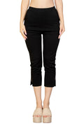 Cropped Pants for Women - Comfortable Travel Essential - Black - white background