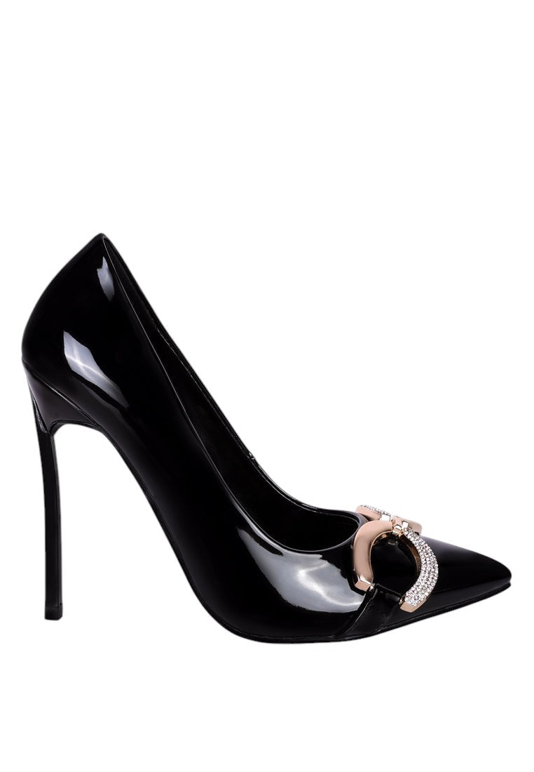 Cocktail Buckle Embellished Stiletto Pump Shoes