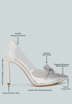 Erika Rhinestones Embellished Clear Pump Shoes