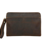 Genuine Leather Hand Clutch with Wrist Band | Men's iPad & iPhone Organizer - VacationGrabs