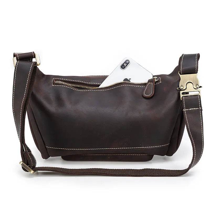 Genuine Leather Waist Bag Belt Pouch for Men Vintage Fanny Pack - VacationGrabs