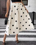 Women's Vacation Retro Polka Dot Button-Front Midi Skirt