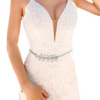 Rhinestone Pave Leaves Chain Belt