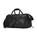 Genuine Cowhide Leather Travel Duffle Bag Men’s Weekend Bag Shoe Pocket - VacationGrabs