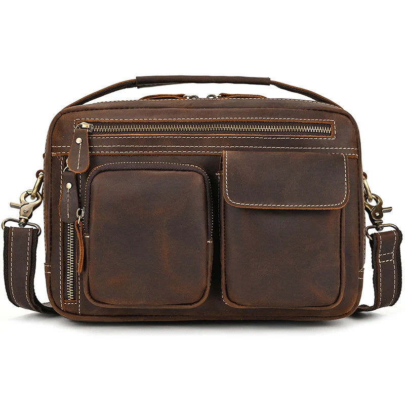 Top Leather Crazy Horse Leather 9.7" Ipad Shoulder Bag