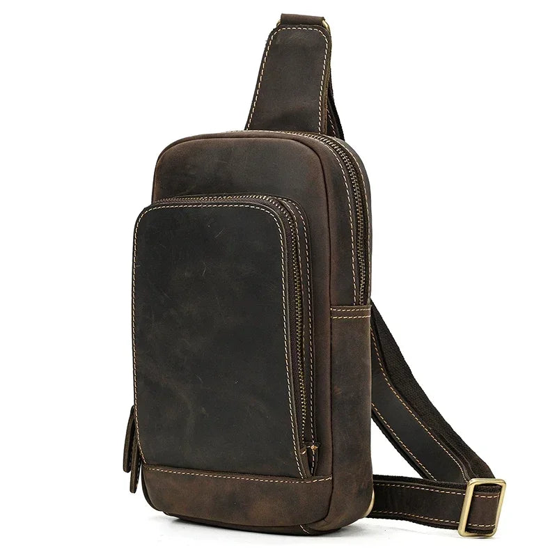 Brown quality leather lightweight backpack for stylish travel