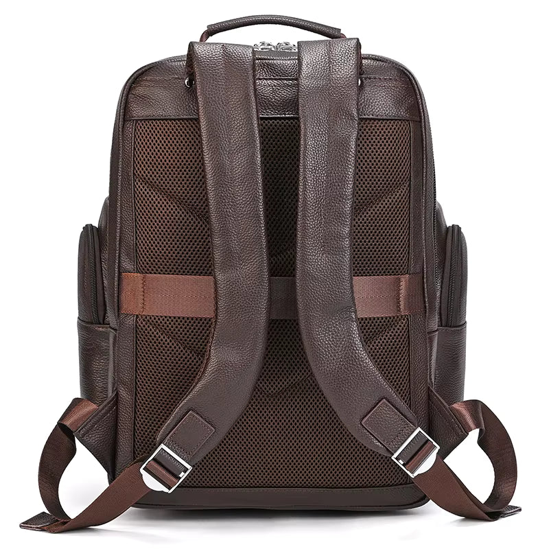 Double Layer Leather Backpacks For Men Large Capacity