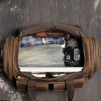 Gym Travel Bag Genuine Leather Men Large Capacity Weekend Duffle - VacationGrabs