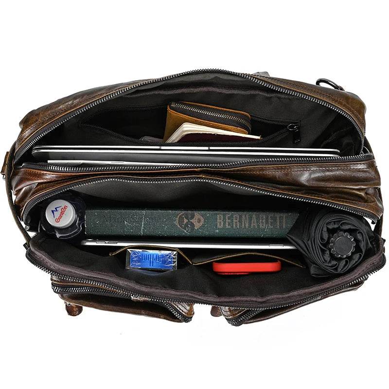 Mens Genuine Leather 3-in-1 Backpack-Briefcase-Shoulder Bag - VacationGrabs