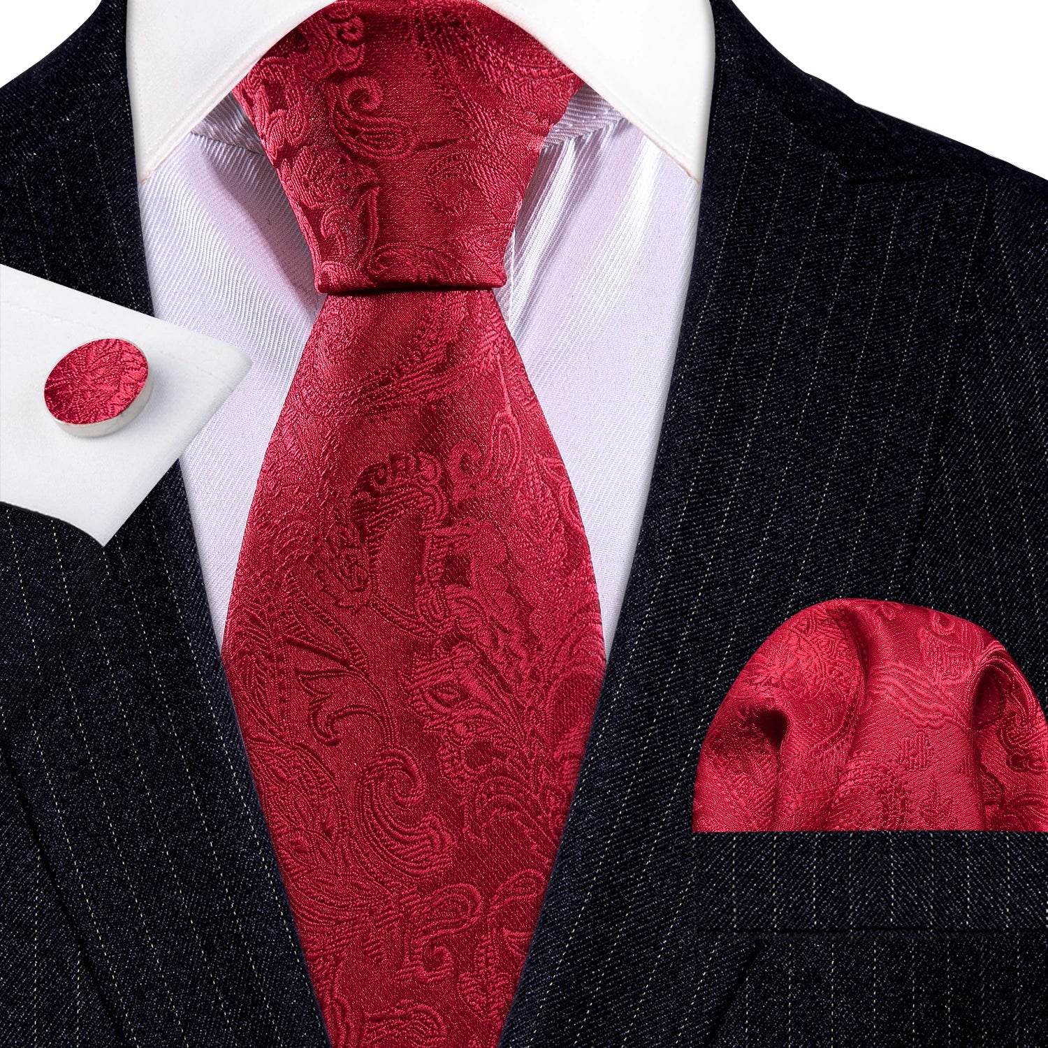Floral Jacquard Silk Tie Set for Men - VacationGrabs