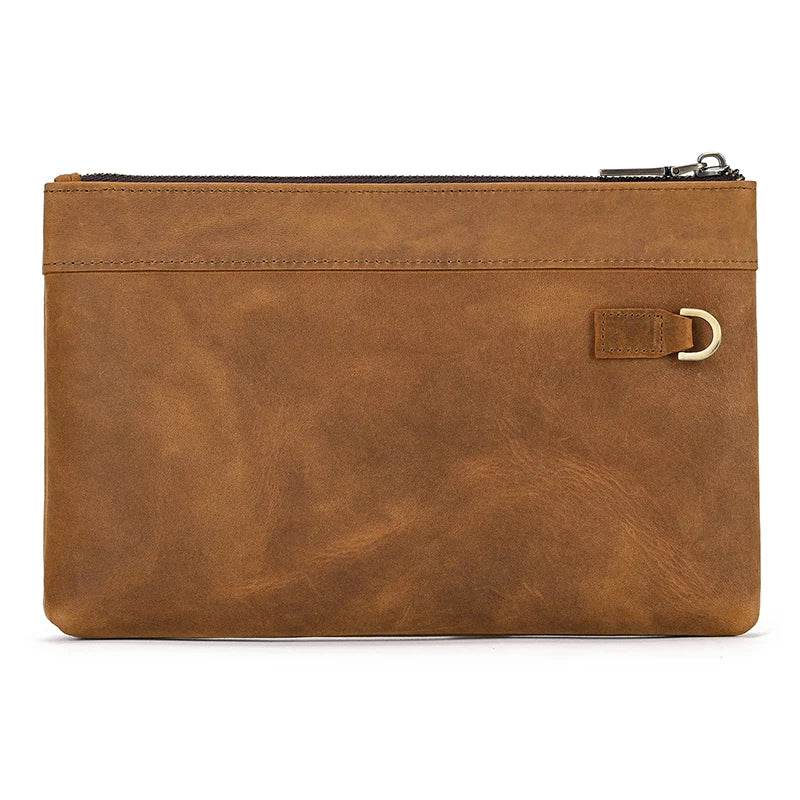 Vintage RFID Anti-Theft Leather Handbag Crazy Horse Clutch - VacationGrabs