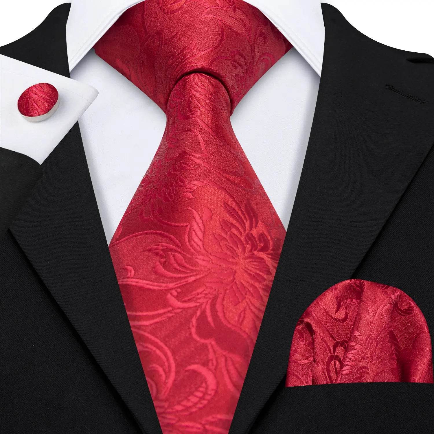 Floral Jacquard Silk Tie Set for Men - VacationGrabs