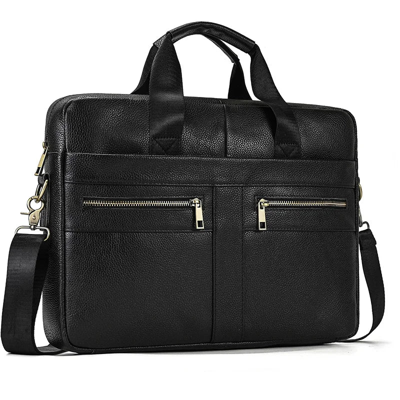 Men's Leather Briefcase 15.6" Laptop Bag Top Layer Leather
