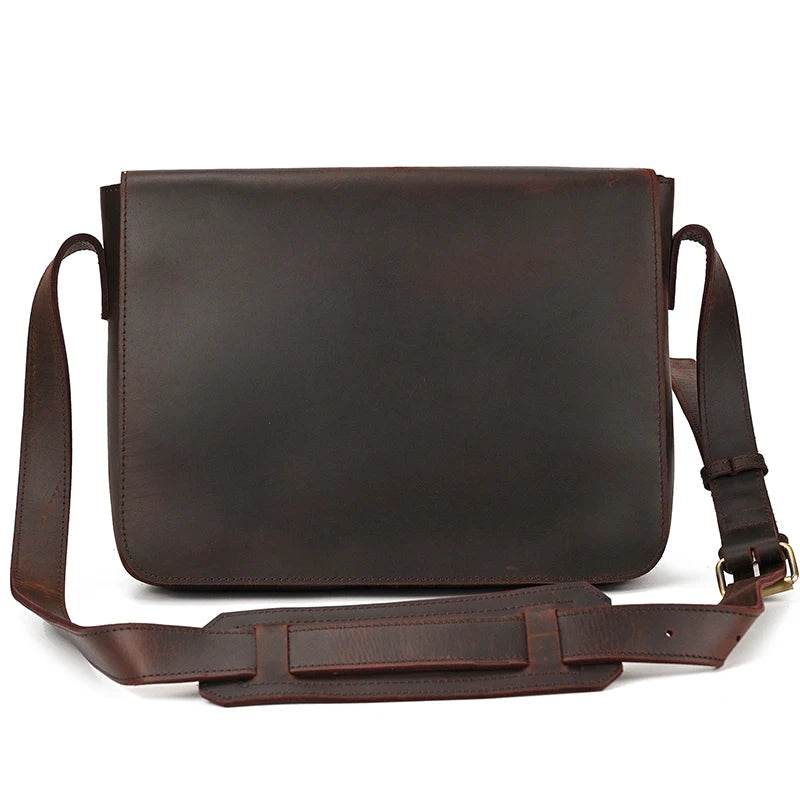 Vintage Crazy Horse Leather Men's Briefcase Laptop Messenger Bag - VacationGrabs