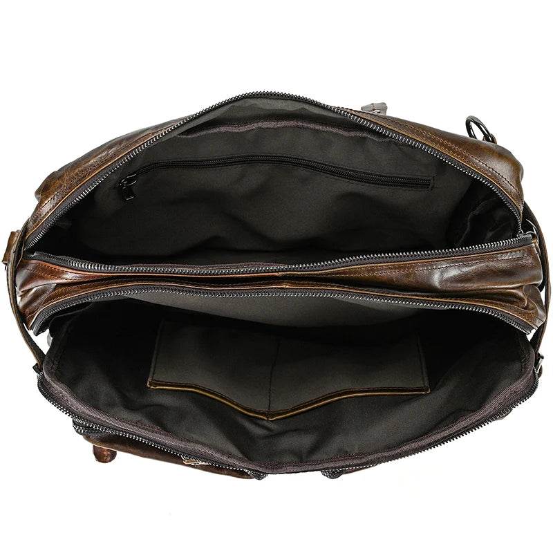 Mens Genuine Leather 3-in-1 Backpack-Briefcase-Shoulder Bag - VacationGrabs