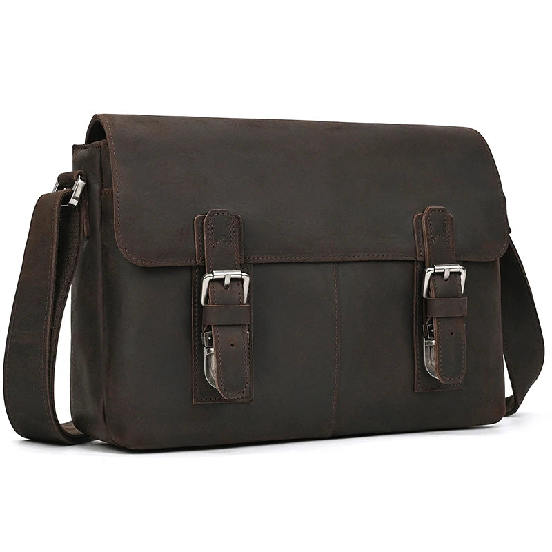 Top Leather Crazy Horse Leather 9.7" Ipad Shoulder Bag