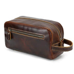 Brown Genuine Leather Clutch Bag for Travel & Toiletries - VacationGrabs