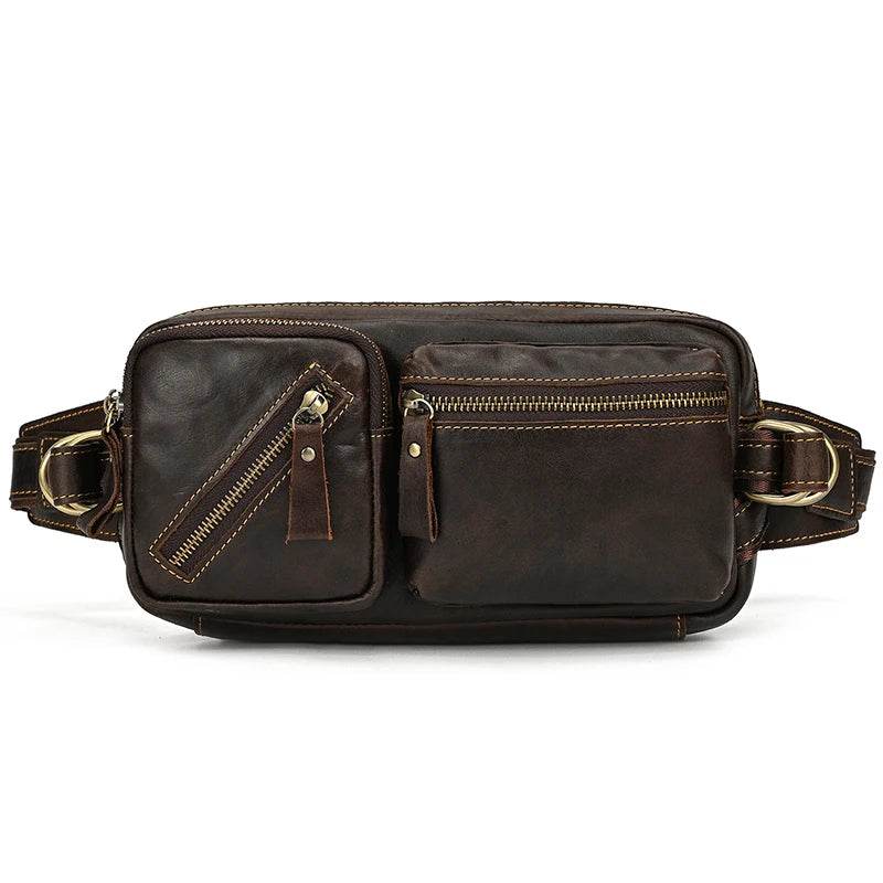 Leather Waist Bag for Men Travel Chest Pack Dual Use Fanny Bag - VacationGrabs