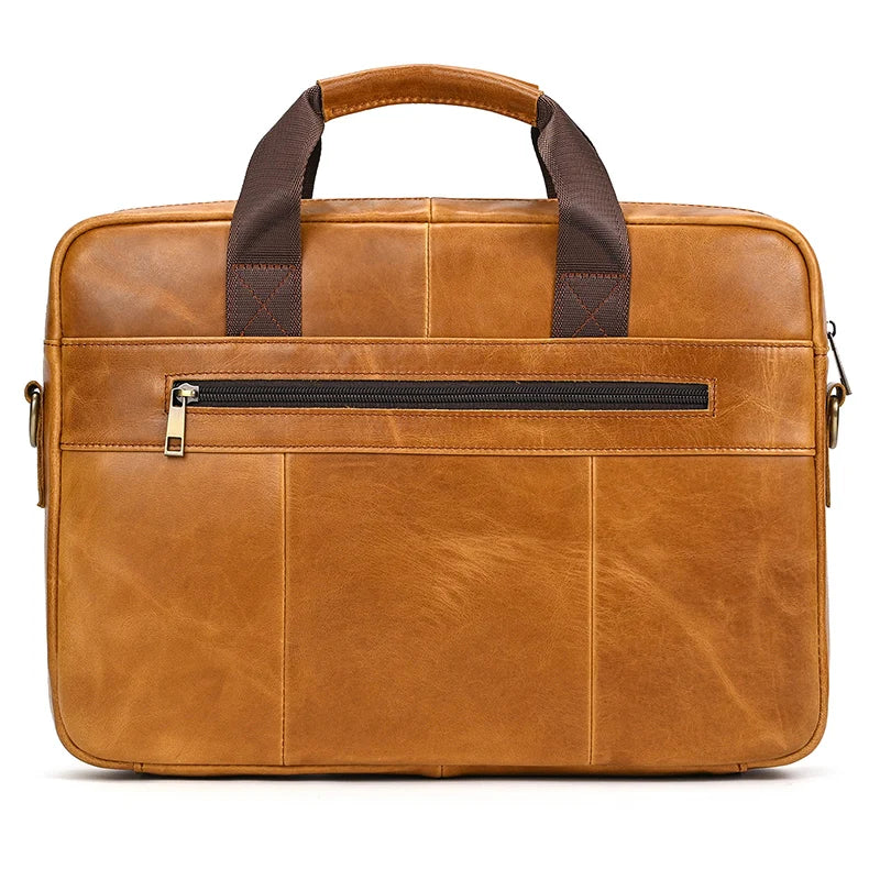 Men's Leather Briefcase 15.6" Laptop Bag Top Layer Leather