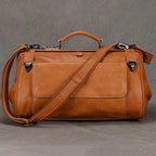 Top Grade Black Coffee Genuine Leather Travel Bag Anti-Theft Design - VacationGrabs