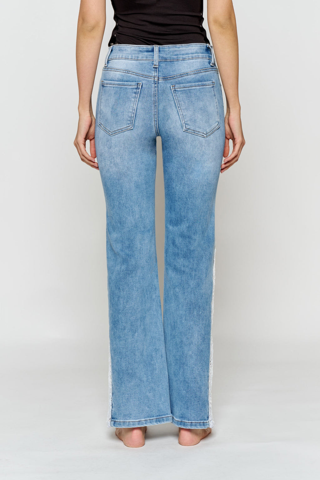 Women's Wide-Leg Jeans with Unique Lace Detail