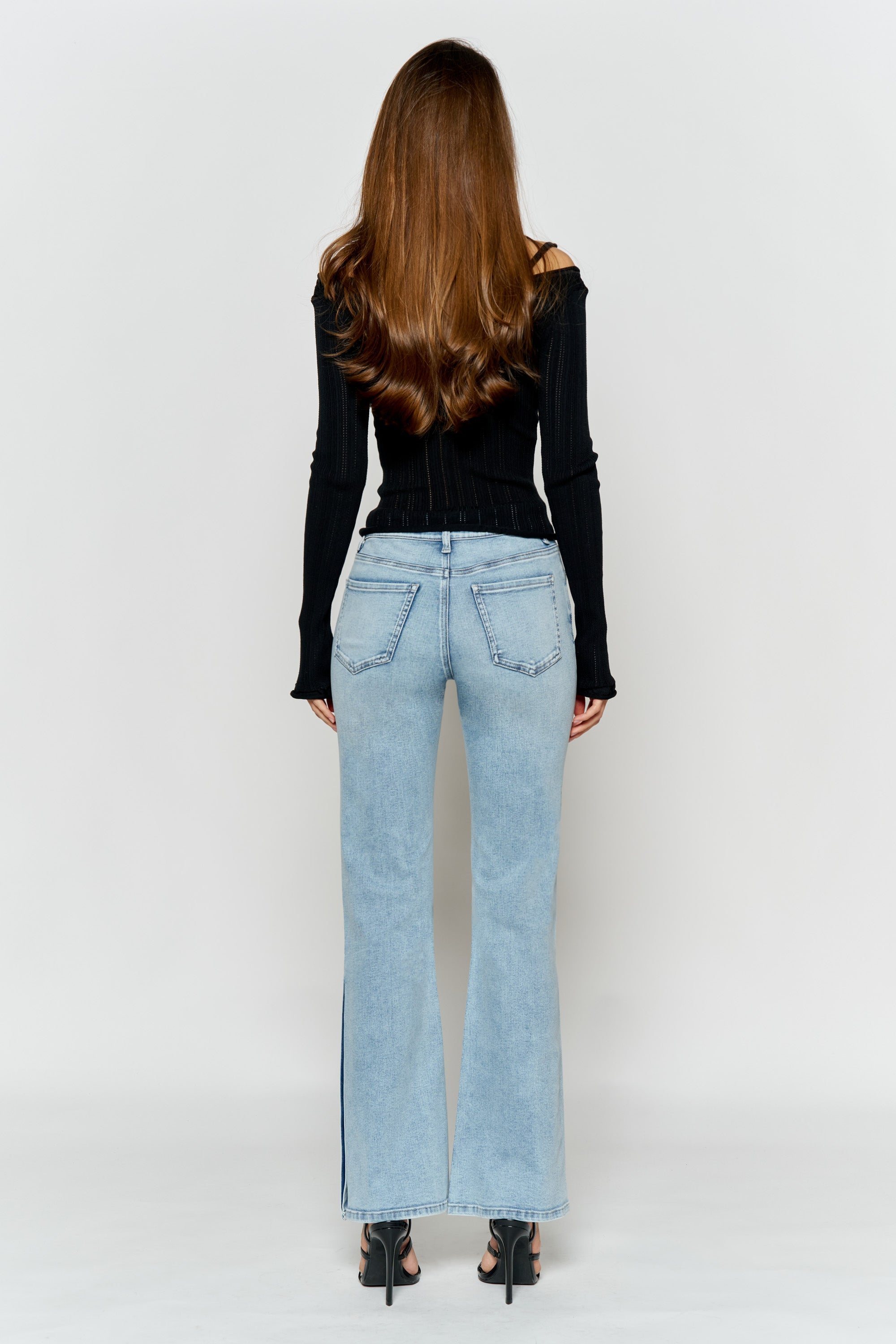 Wide-Leg Jeans with Distressed Side Detail for Women