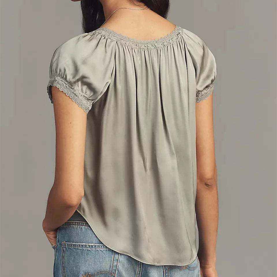 Women's gray babydoll top in soft material for casual wear