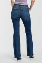 Women's blue bootcut jeans boots in stretch denim for a flattering fit