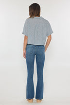 Women's blue bootcut jeans boots, versatile denim for casual wear