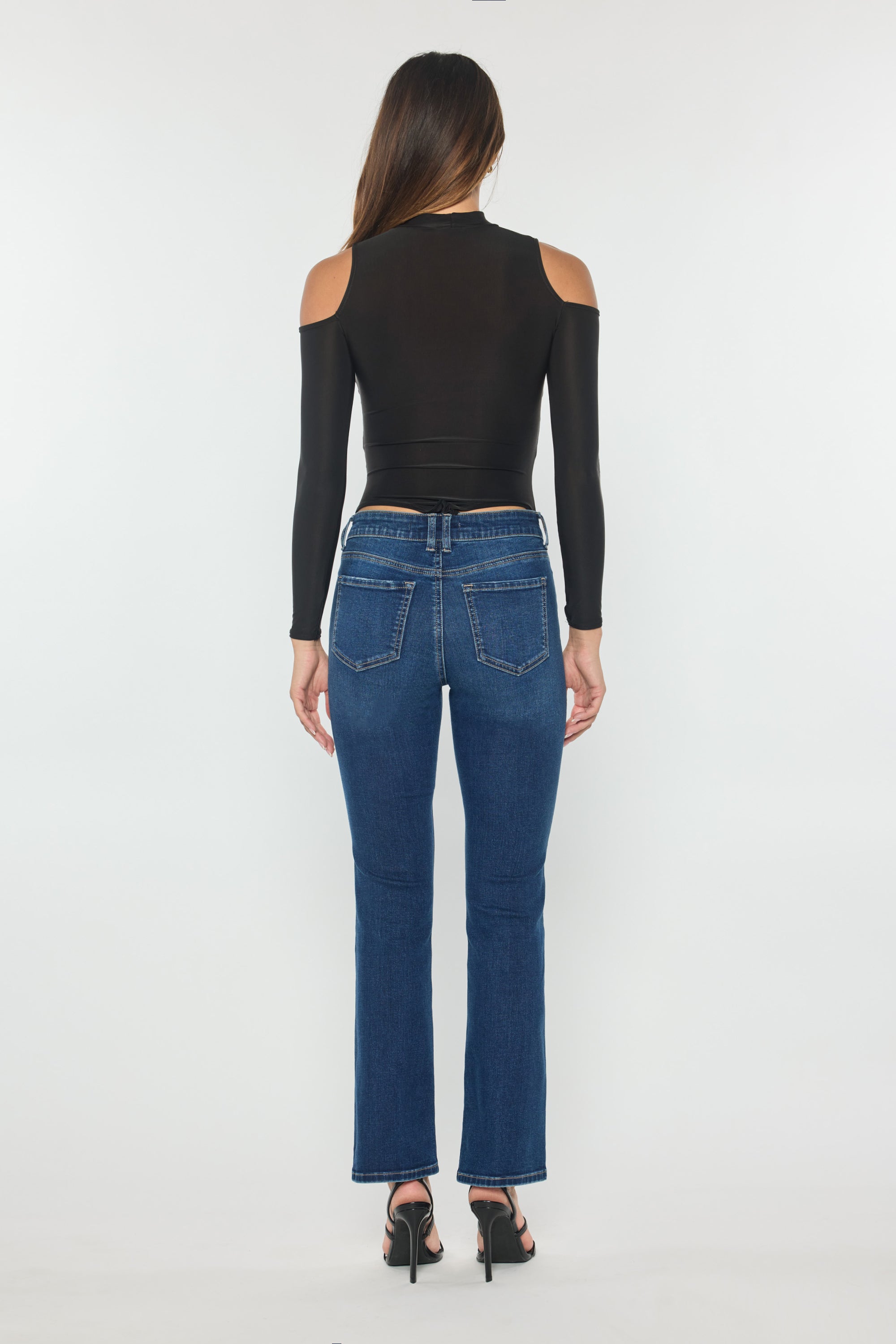 Women's blue bootcut jeans boots with a flattering fit for casual wear