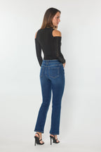 Women's bootcut jeans boots in classic blue denim, perfect for casual wear