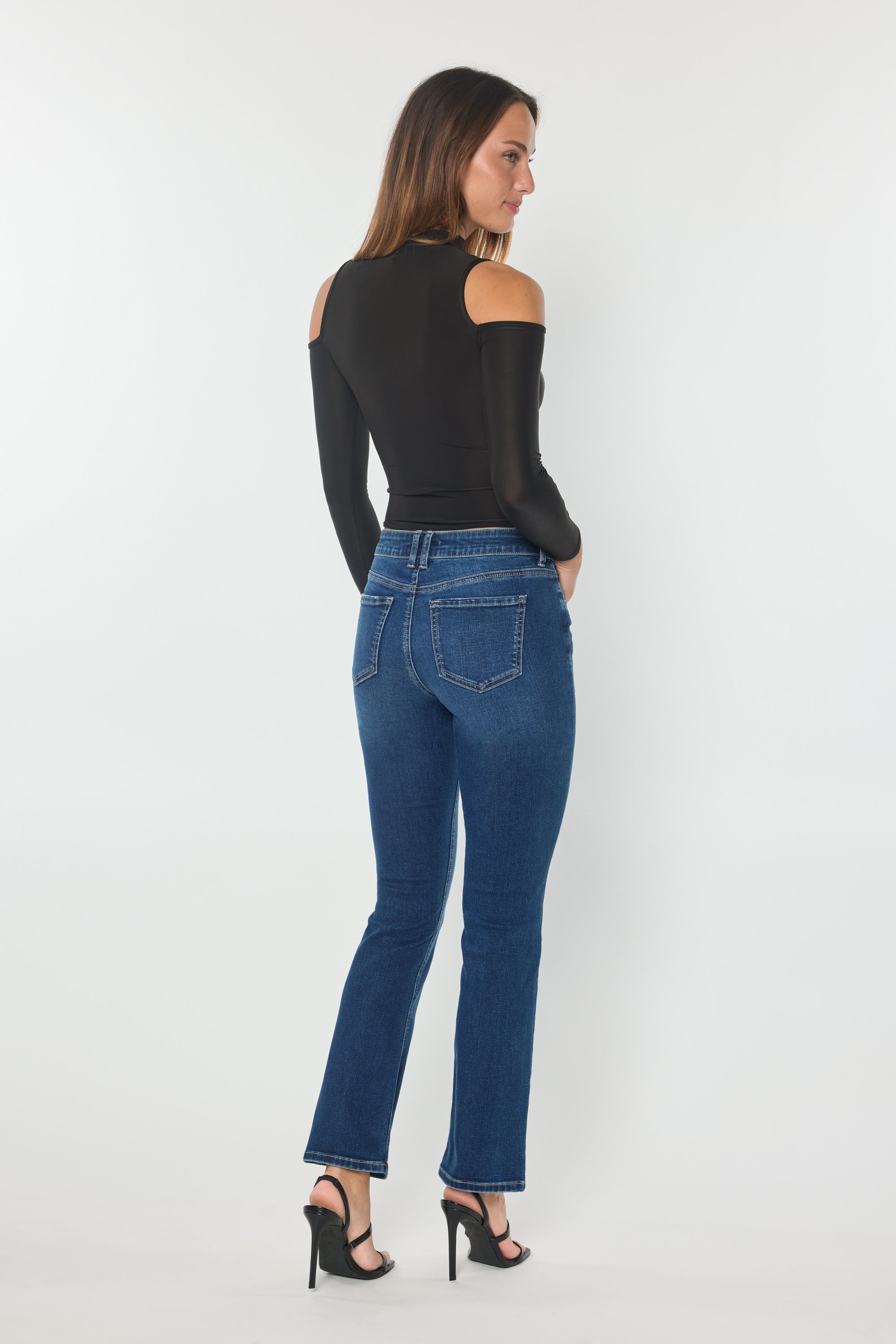 Women's bootcut jeans boots in classic blue denim, perfect for casual wear