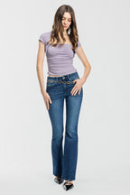 Women's bootcut jeans boots, dark wash, casual style for everyday wear