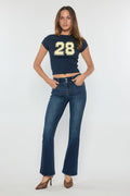 Women's dark blue bootcut jeans boots, perfect for casual outings
