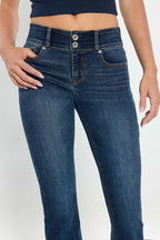 Women's dark wash bootcut jeans boots, perfect for casual outings