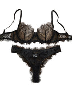 Black lace bra with matching panties for elegant lingerie sets