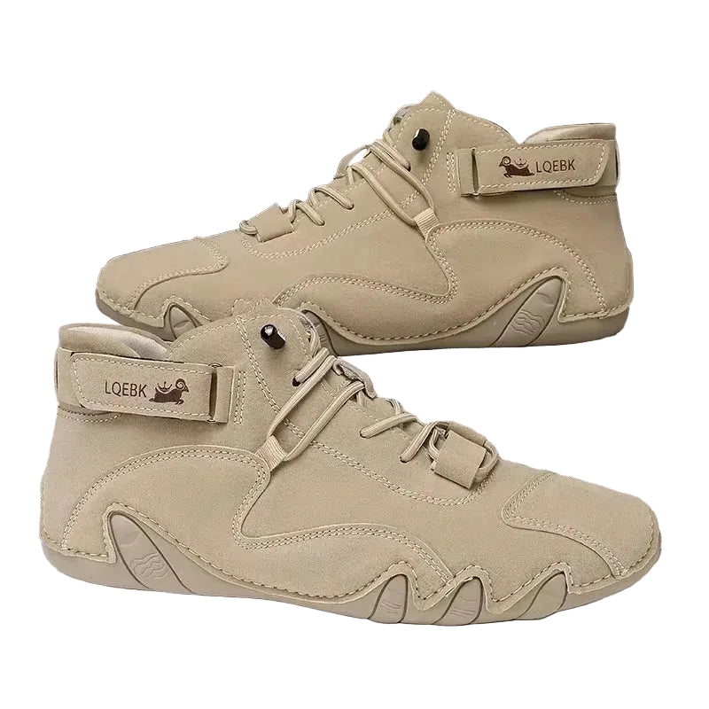 Beige Brooks sports shoes, suede material, designed for casual wear