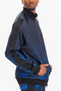 Men's blue camo jacket, lightweight fabric for casual wear