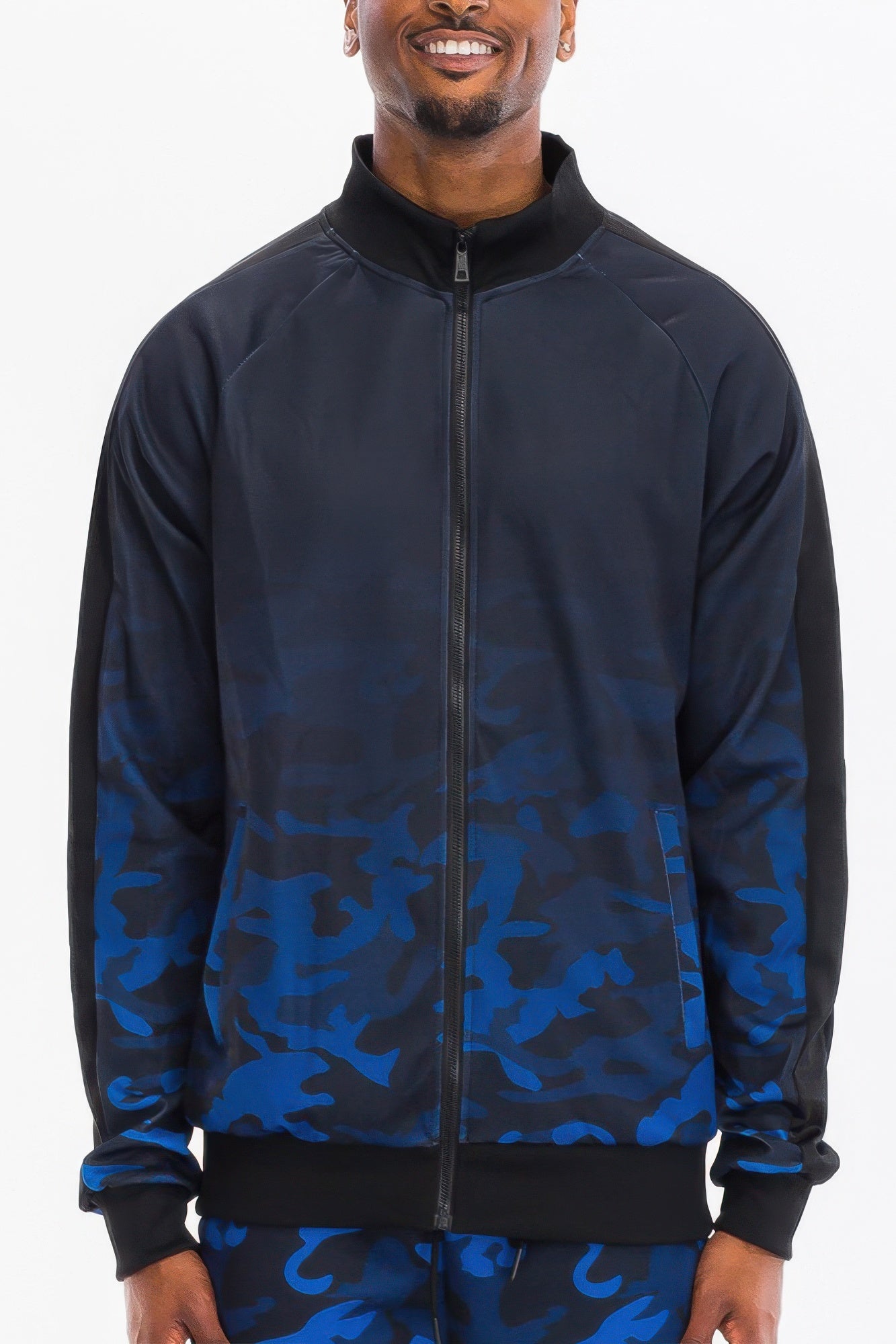 Men's camo jacket in navy and black for casual wear