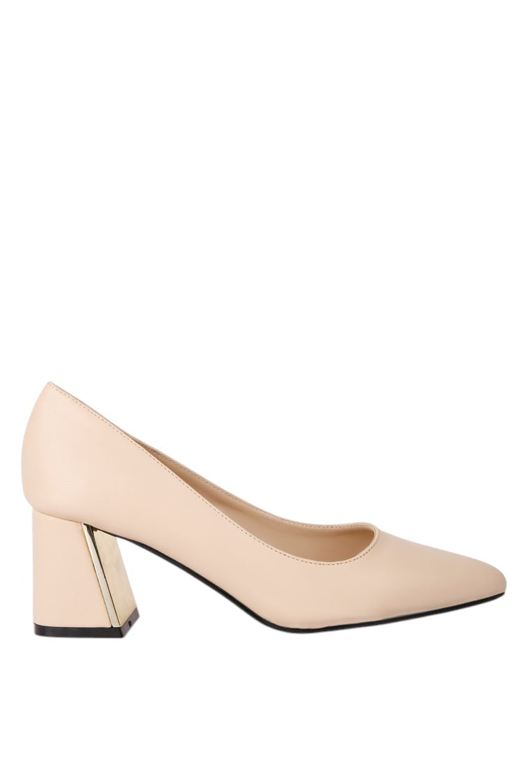 Casey Metallic Detail Block Heel Pumps