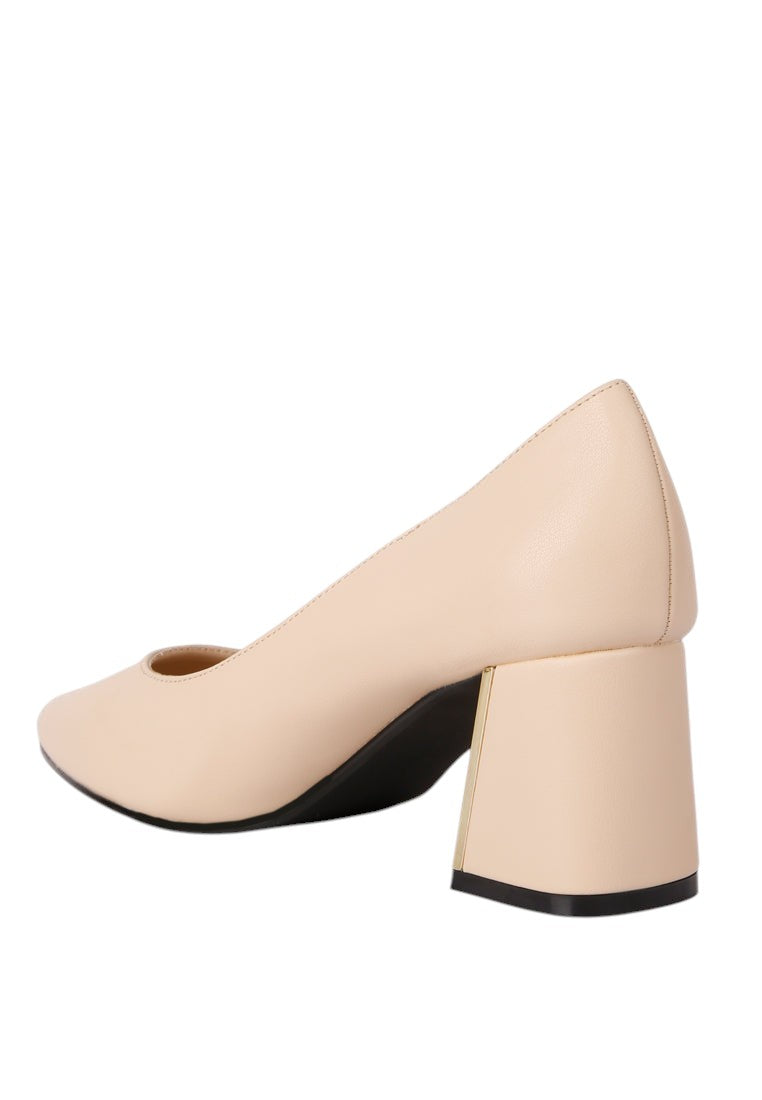 Casey Metallic Detail Block Heel Pumps