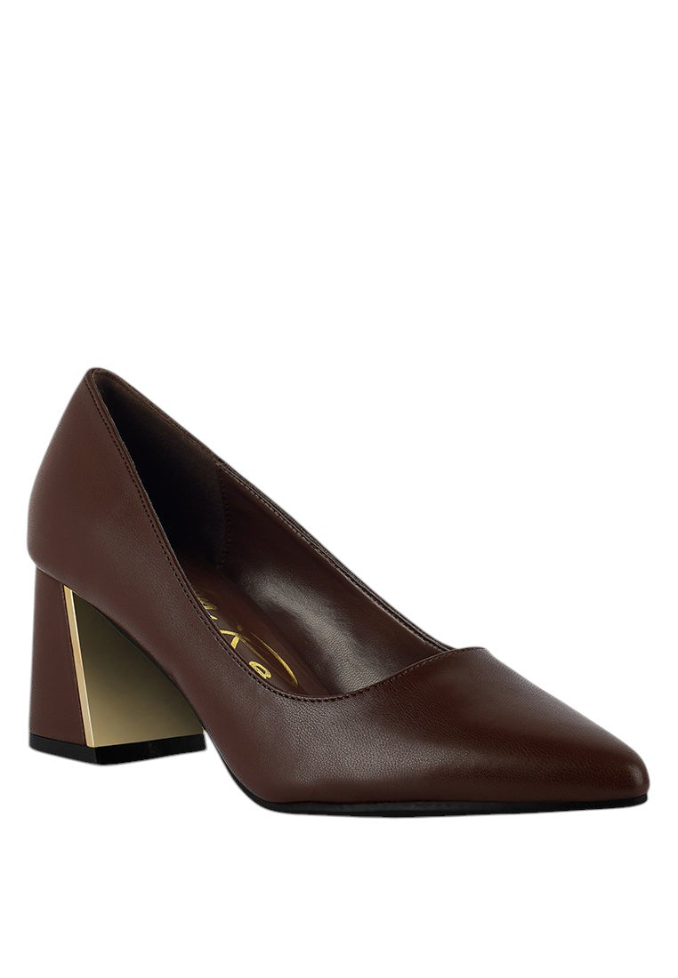 Casey Metallic Detail Block Heel Pumps